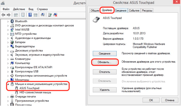 На ноутбуке не работает сенсорная мышка (тачпад)