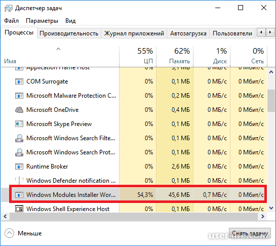 Как отключить windows modules installer worker, который грузит процессор?