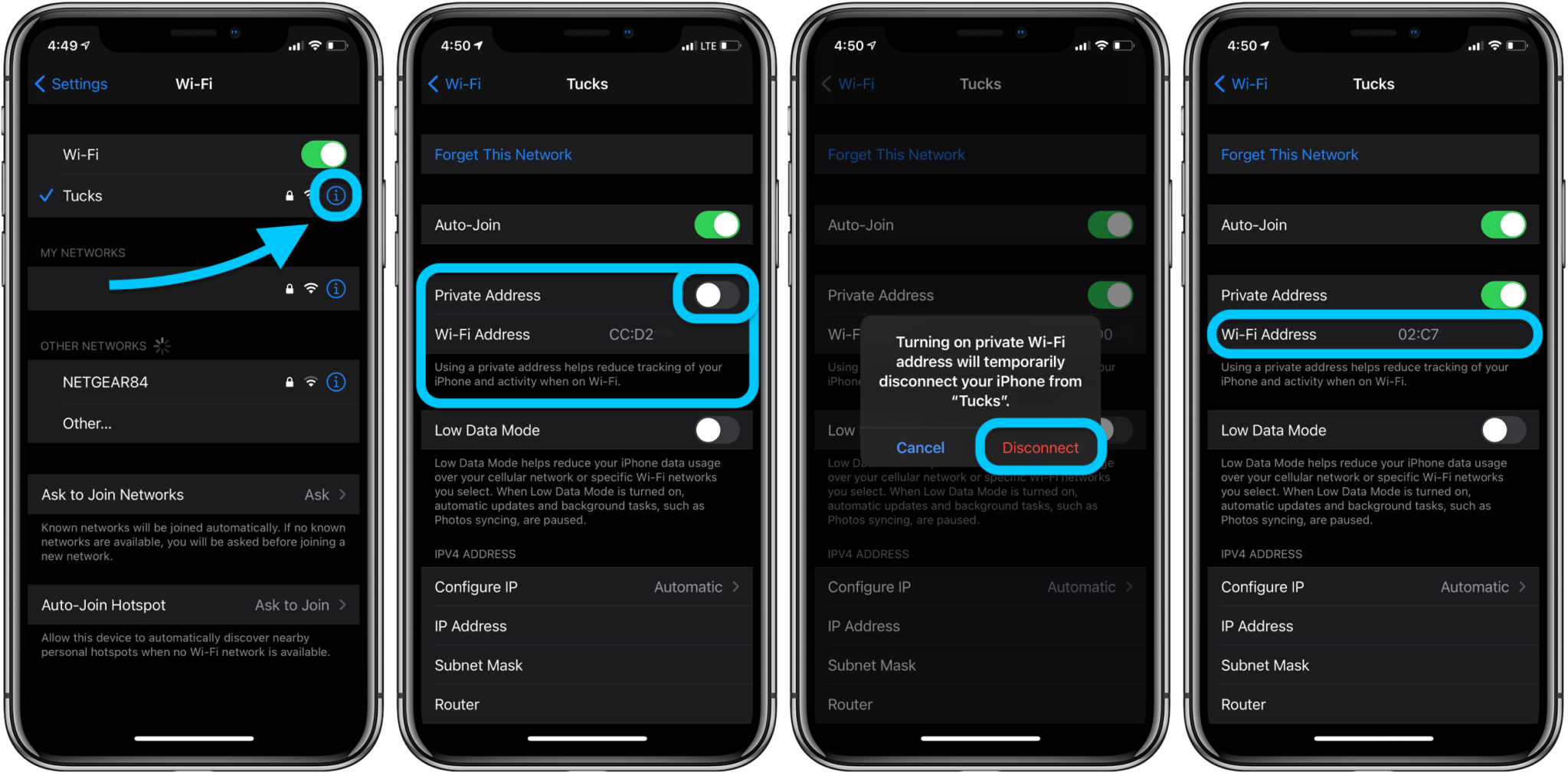 Как в ios отключить настройки конфиденциальности wi-fi для сети