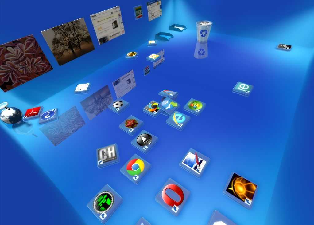 Real Desktop – 3D тематическое оформление рабочего стола, а точнее удобная и функциональная программа для преобразования рабочего стола в 3D измерение  Чтобы получить трёхмерный рабочий сто
