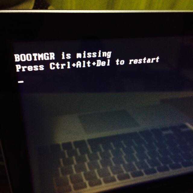 Исправление «bootmgr is missing press ctrl alt del to restart» в windows