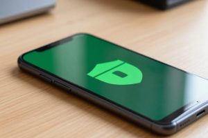 Смартфон на Android с иконкой защиты на экране