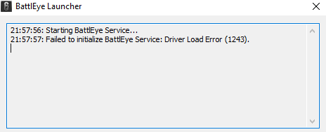 Ошибка pubg failed to initialize battleye service driver load error