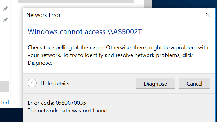 Ошибка 0x80070035 - не найден сетевой путь в windows 10