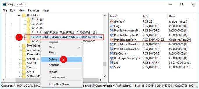Исправление входа с временным профилем в windows