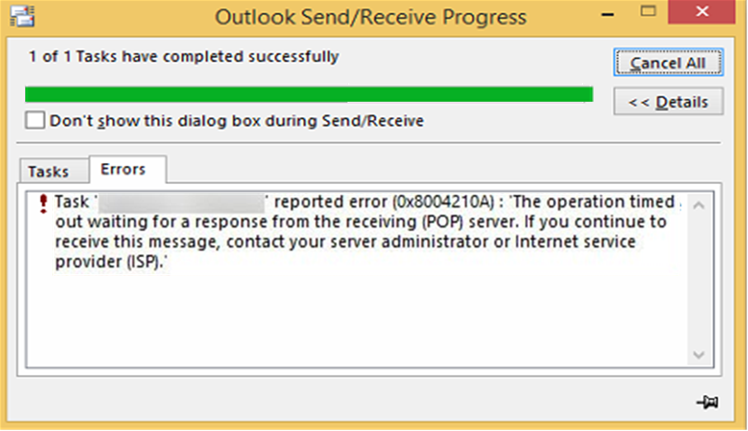 Исправить ошибку отправки / получения outlook 0x8004102a - zanz