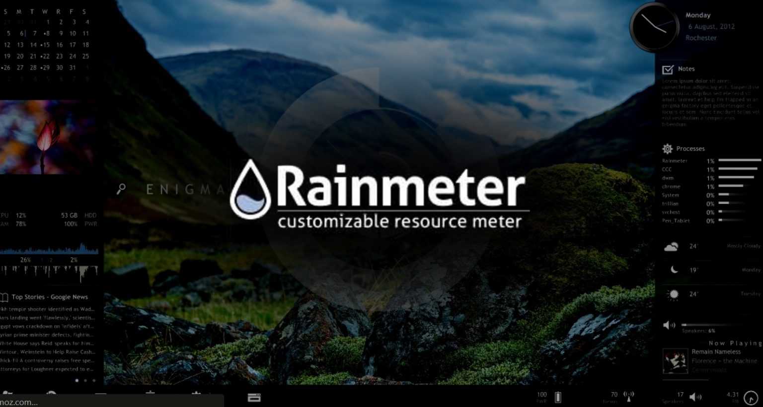 Как изменить рабочий стол windows при помощи rainmeter?