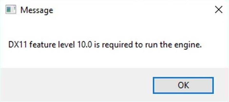 (проблема решена) для запуска двигателя требуется dx11 уровня 10.0.