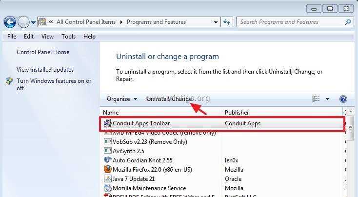 Как остановить проникновение win32 / toolbar.conduit trojan?