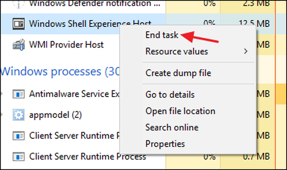 Высокая загрузка цп, вызванная windows shell experience host