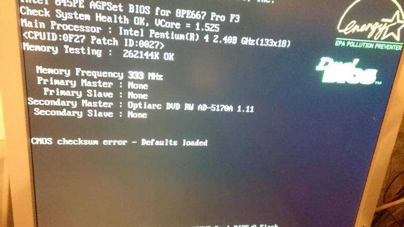 Cmos checksum error defaults loaded при загрузке